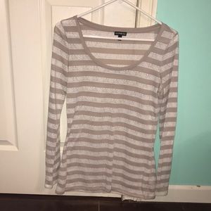 EXPRESS Blouse Cream with shiny silver detail